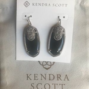 RARE Kendra Scott Emmy earrings Black + Plat Drusy